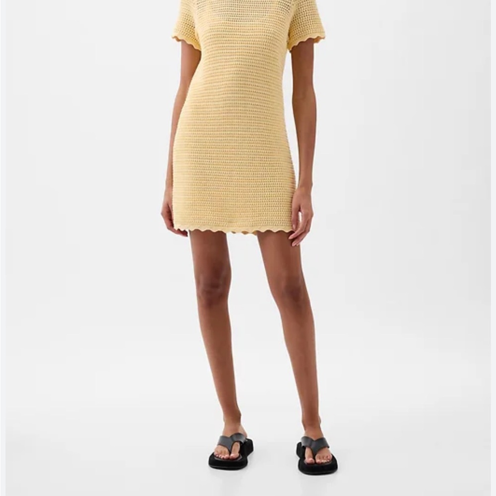 Butter Yellow Knit Gap Crochet Dress